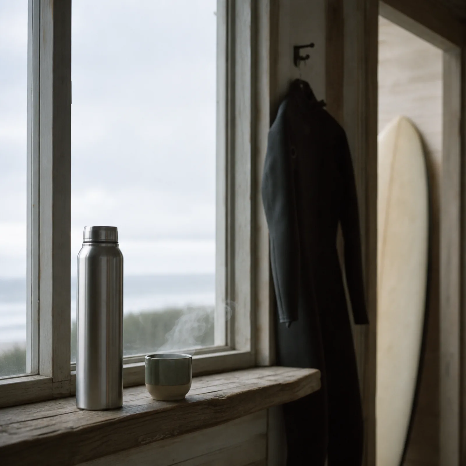 Tea.surf — before the paddle-out, after the cold water